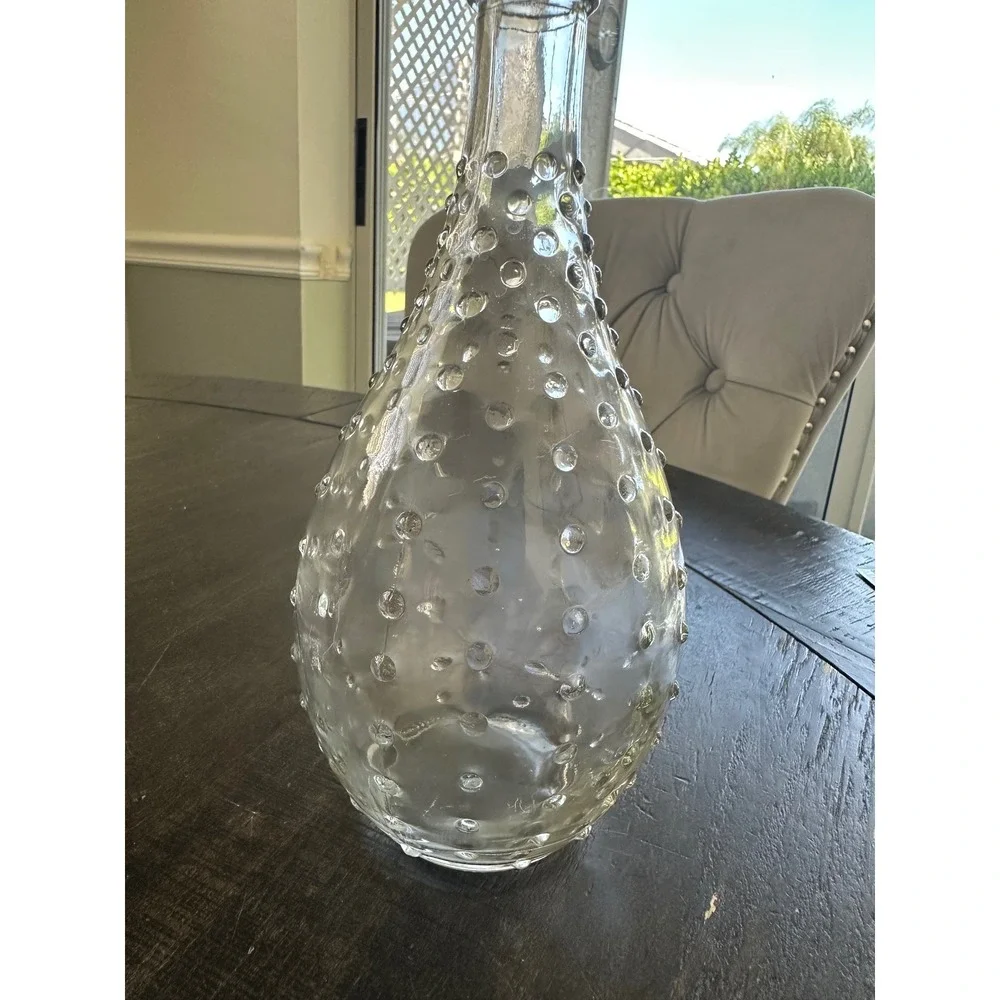 Vintage Clear Glass Hobnail Bubble Bud Vase Teardrop Shape 8.5 Inch EUC